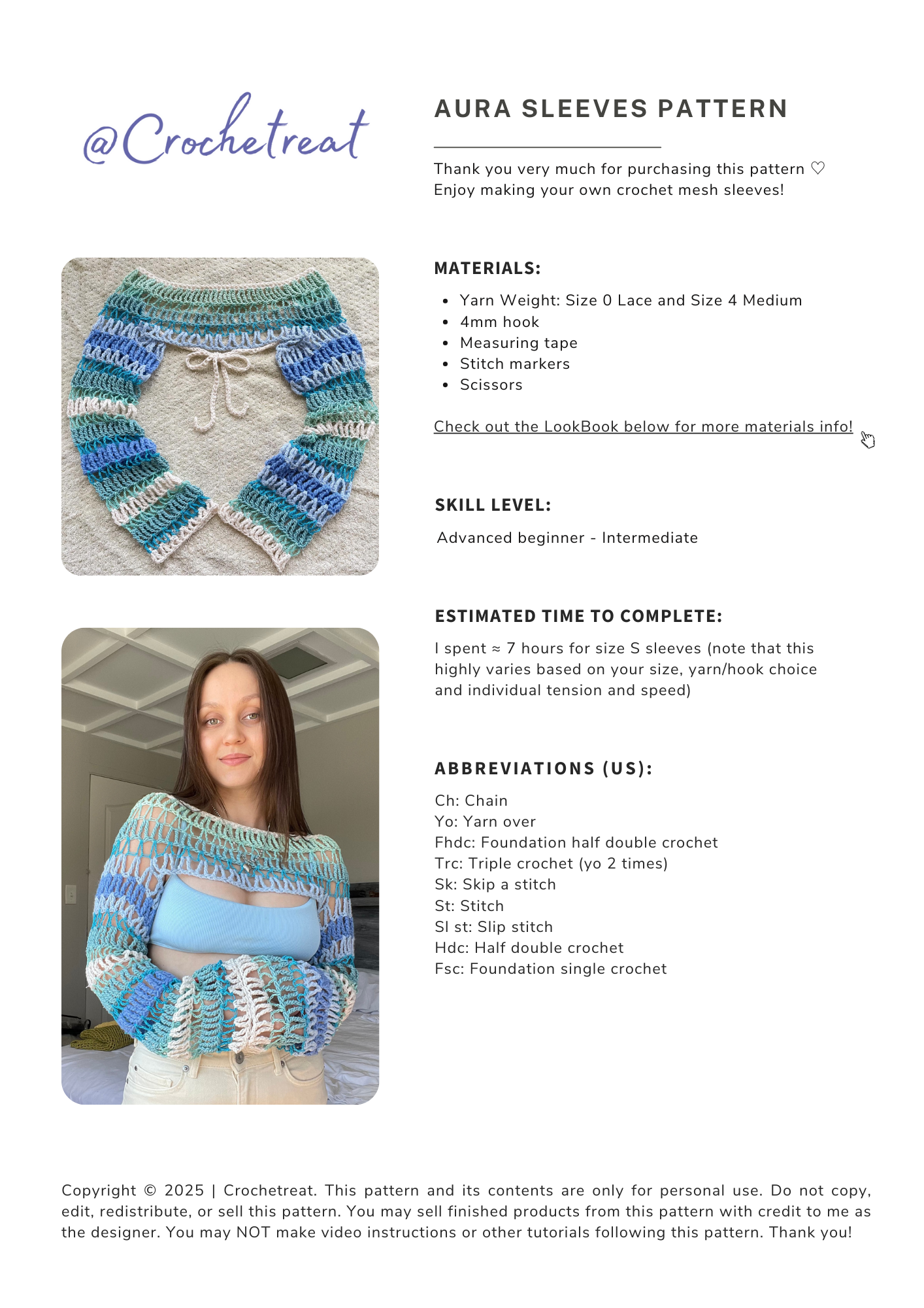 Aura Sleeves | Crochet Pattern | PDF