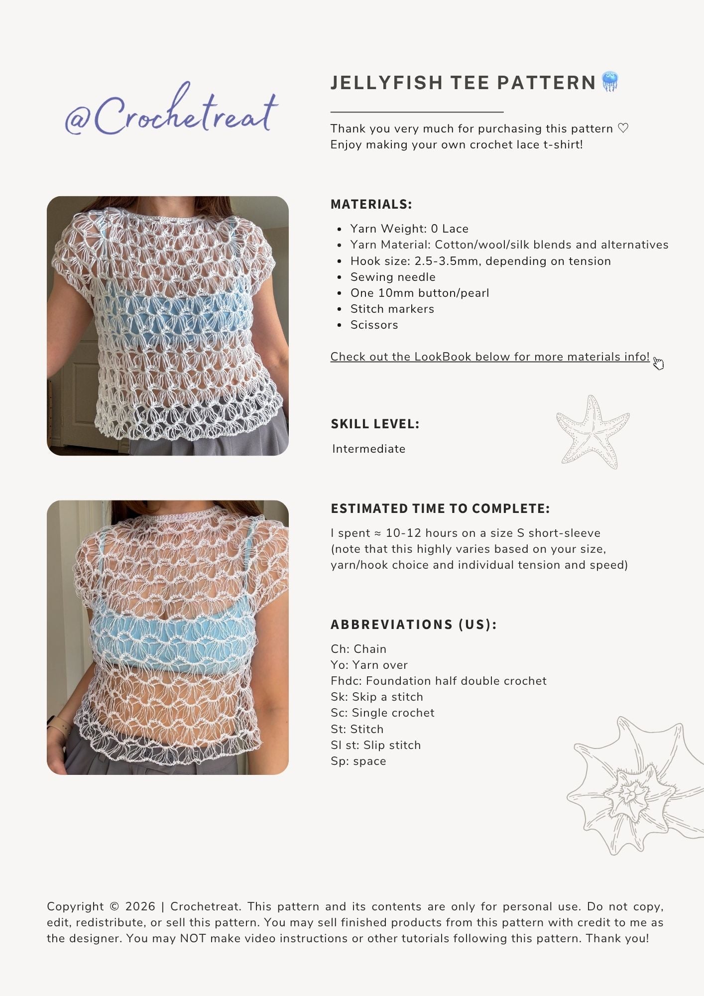 Jellyfish Tee | Crochet Pattern | PDF