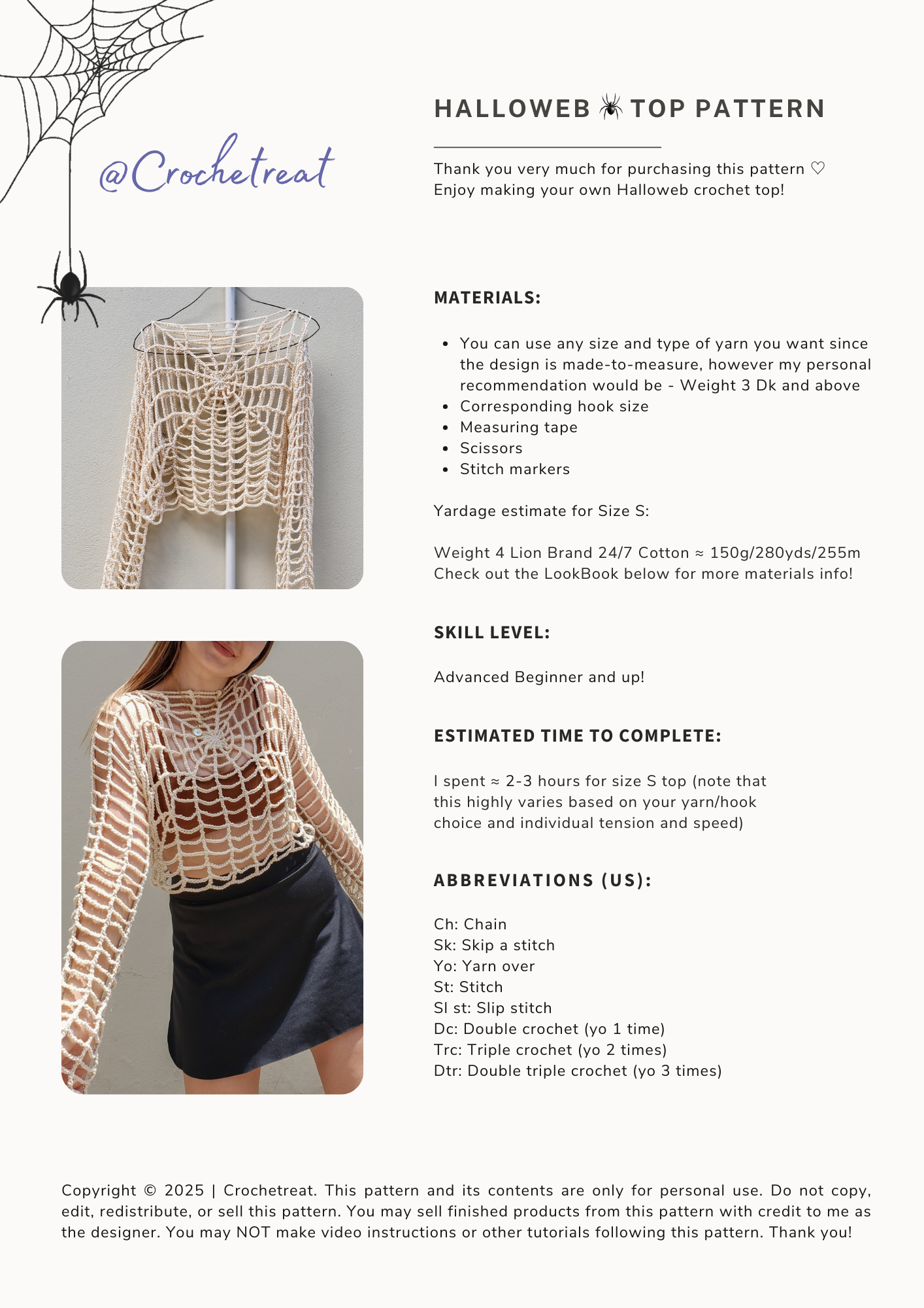 Halloweb Top | Crochet Pattern | PDF
