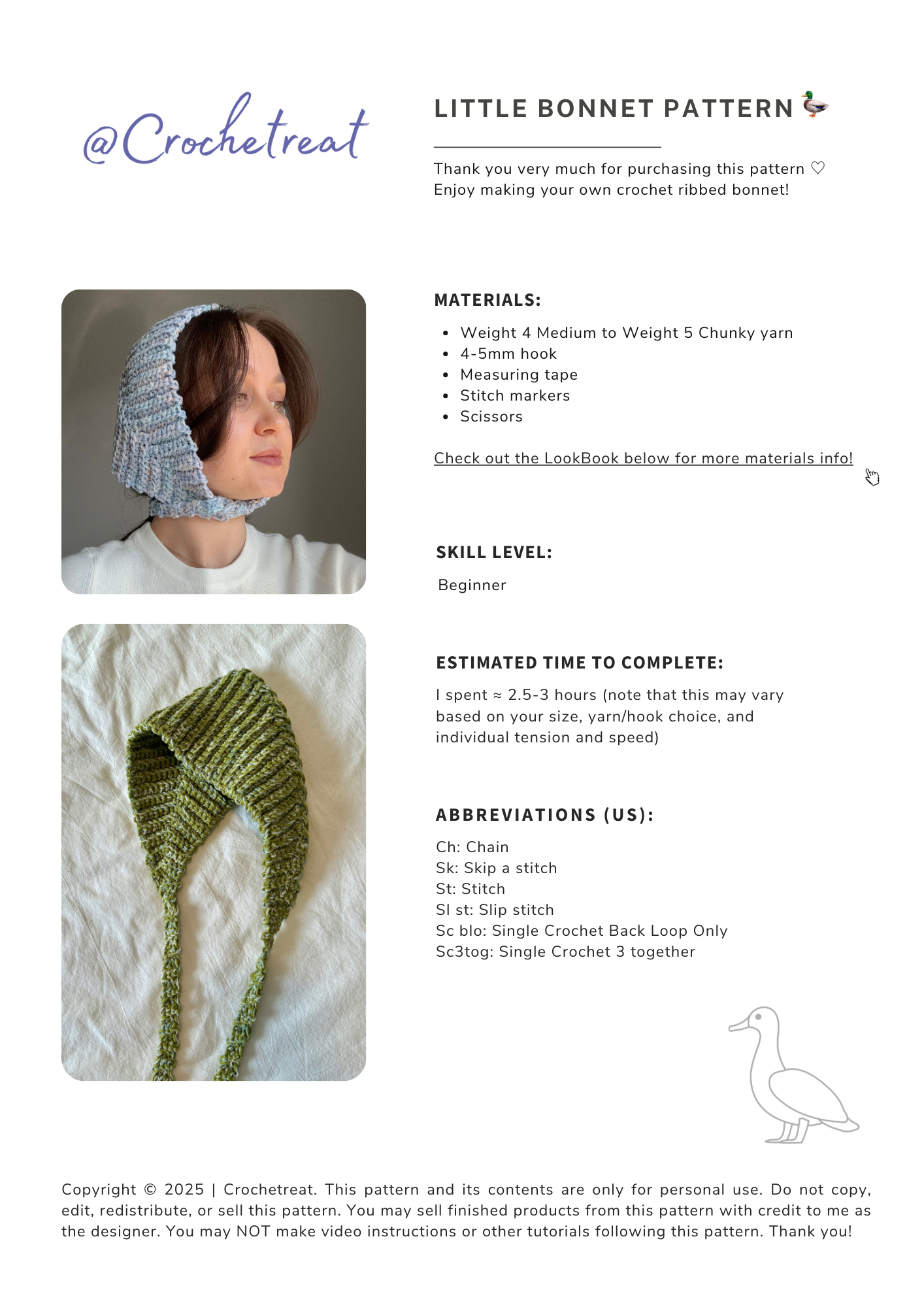 Little Bonnet | Crochet Pattern | PDF