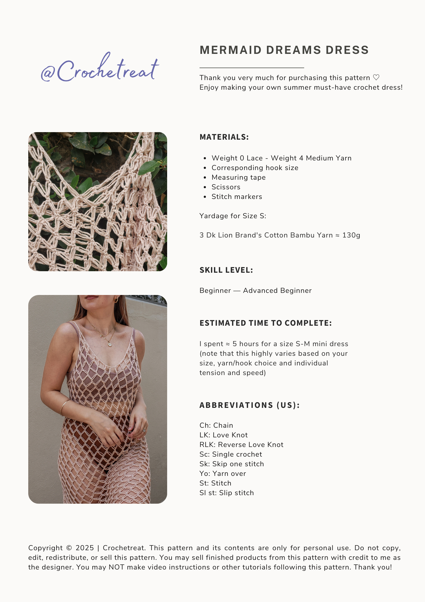 Mermaid Dreams Dress | Crochet Pattern | PDF