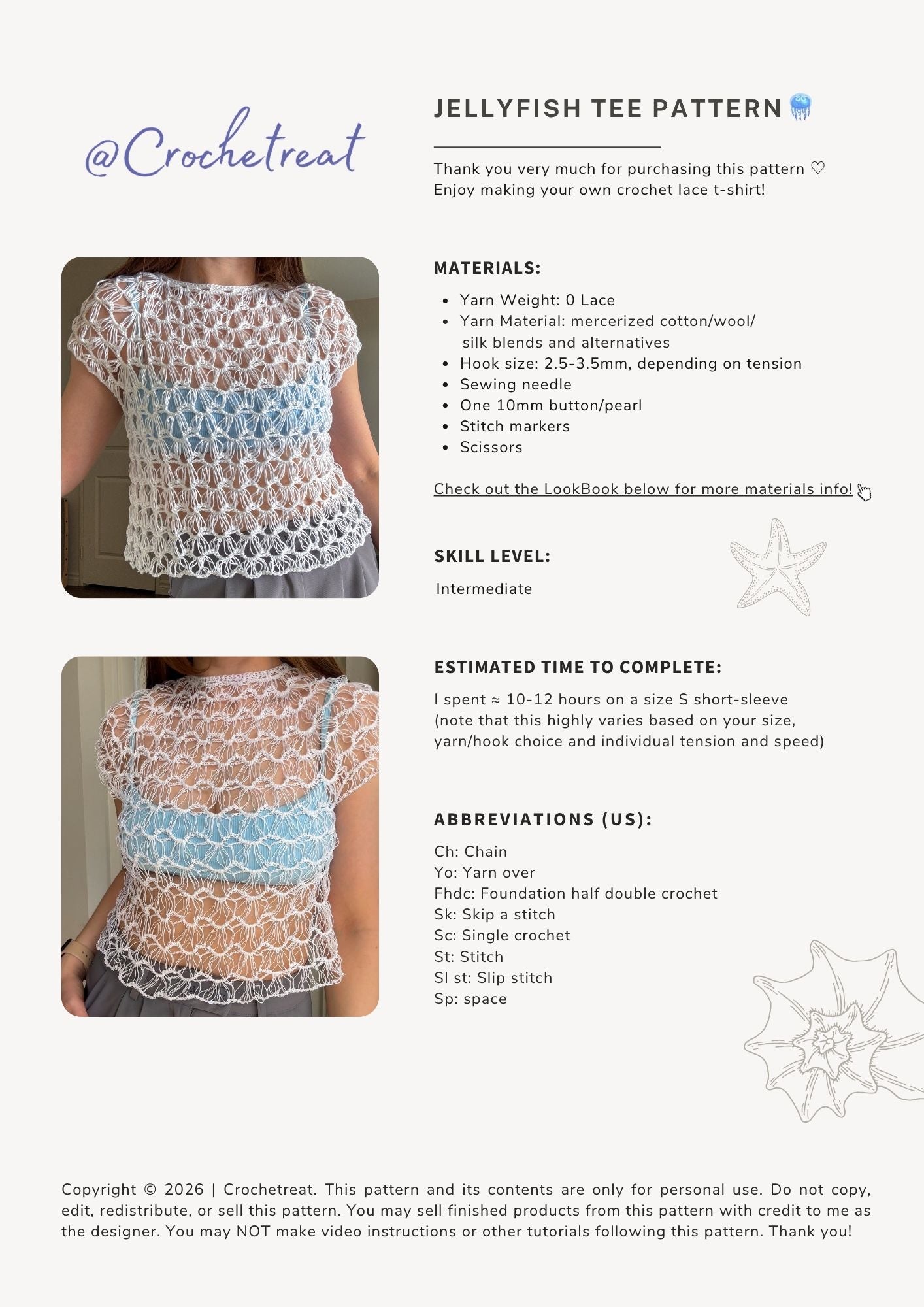 Jellyfish Tee | Crochet Pattern | PDF