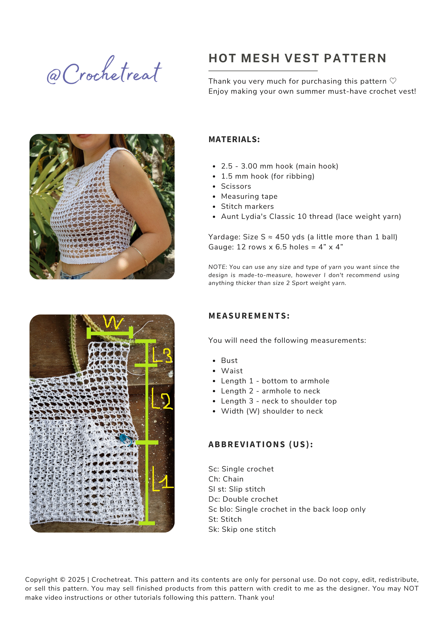 Hot Mesh Vest | Crochet Pattern | PDF
