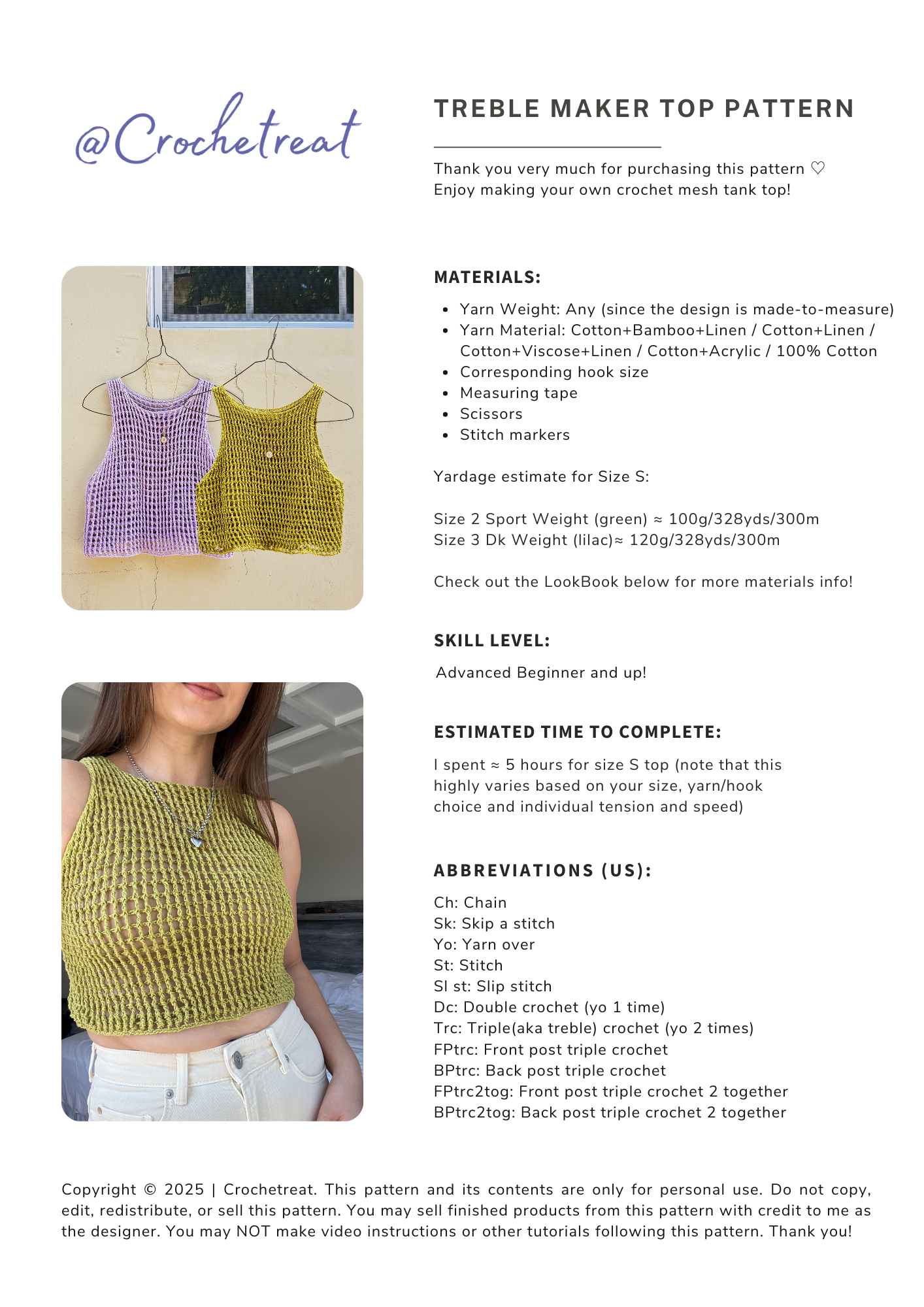 Treble Maker Top | Crochet Pattern | PDF
