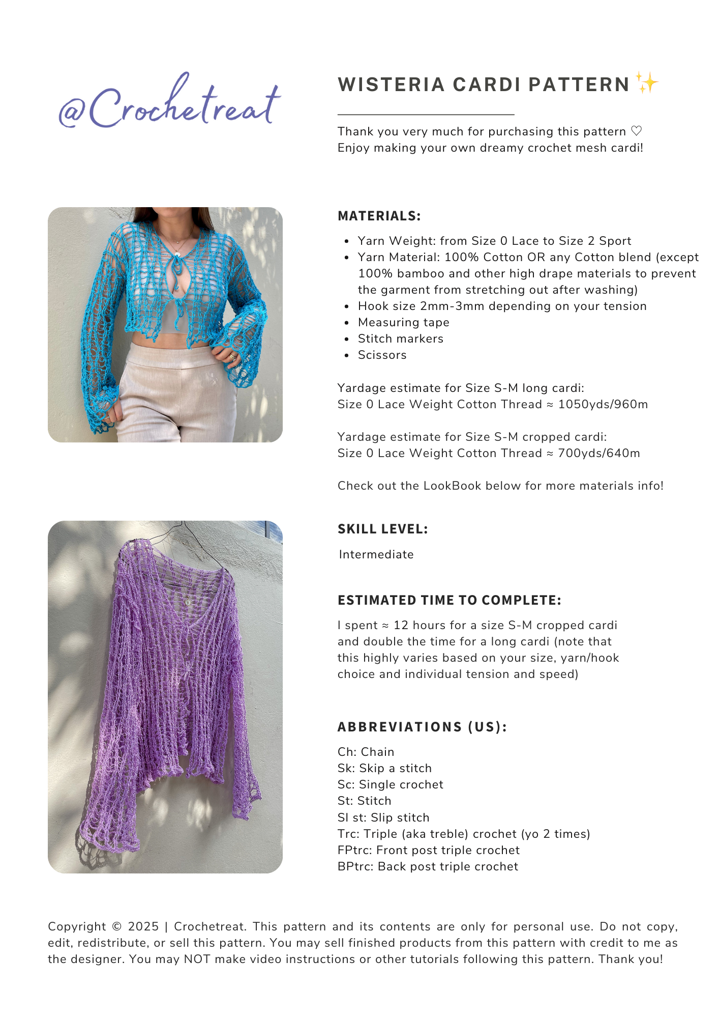 Wisteria Cardigan | Crochet Pattern | PDF