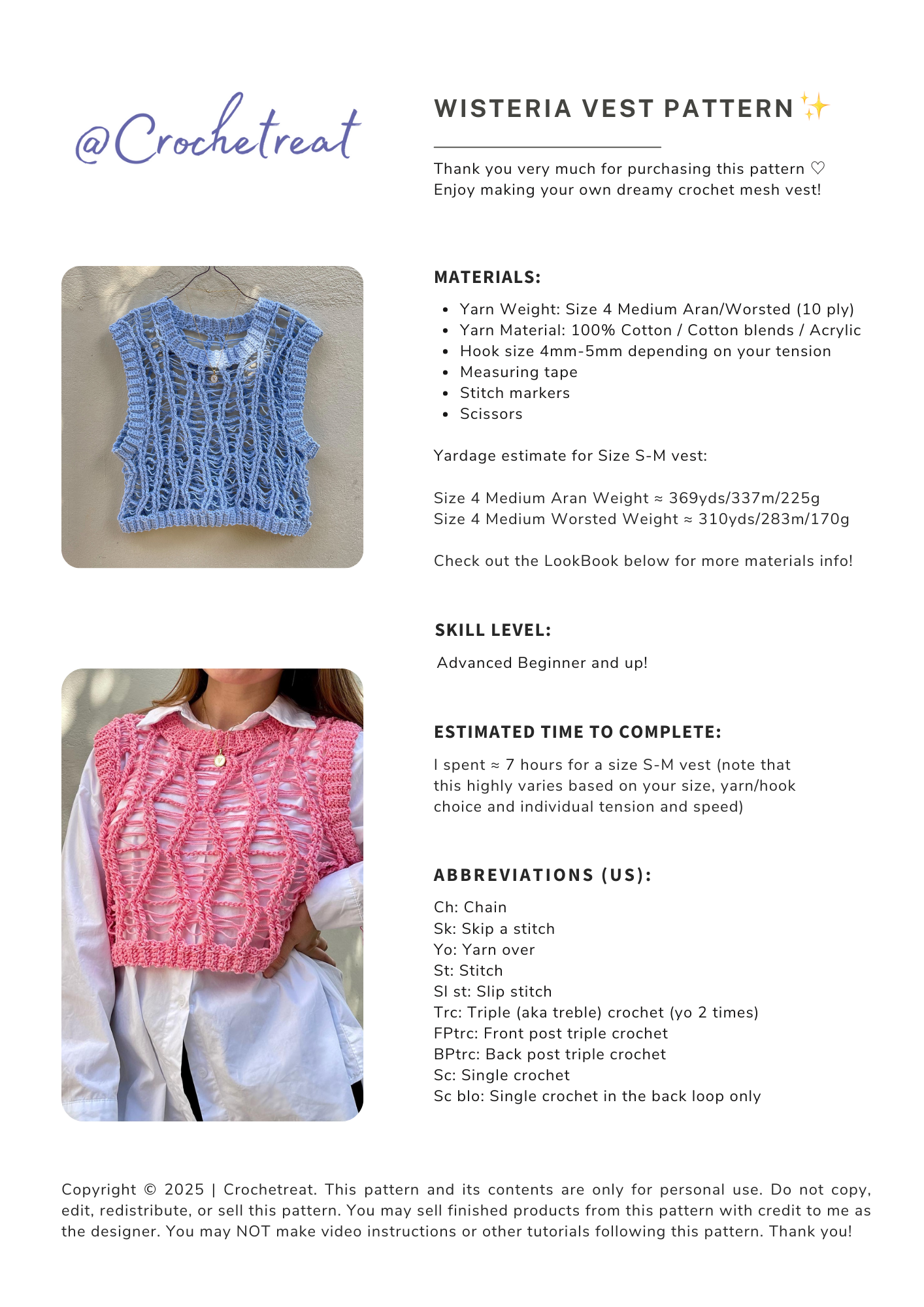 Wisteria Vest | Crochet Pattern | PDF